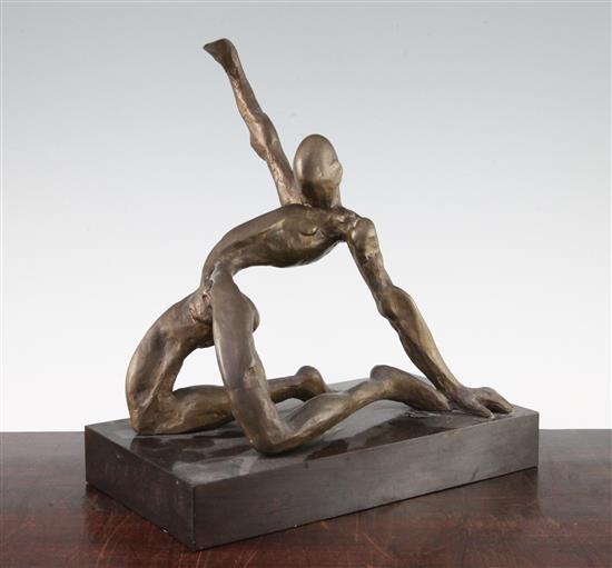 Ben Enwonwu (Nigerian, 1917-1994). A 20th century bronze figure of a male nude, 10.75in.